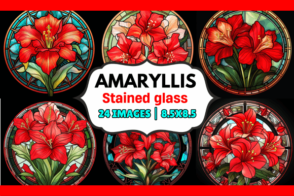 Amaryllis Stained Glass: A Vibrant Graphic Design Asset for Creative Branding