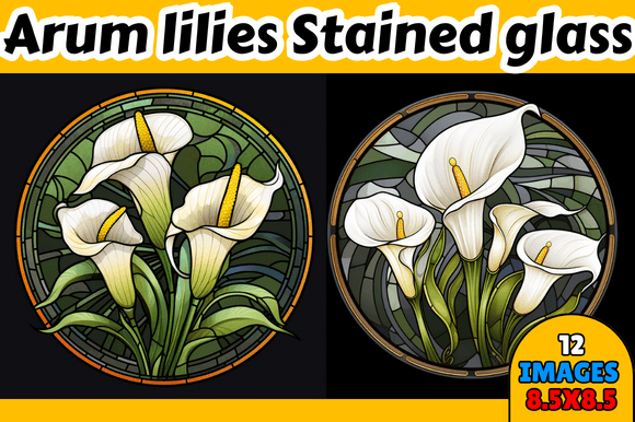 Arum Lilies Stained Glass: A Vibrant Graphic Design Asset for Local Branding