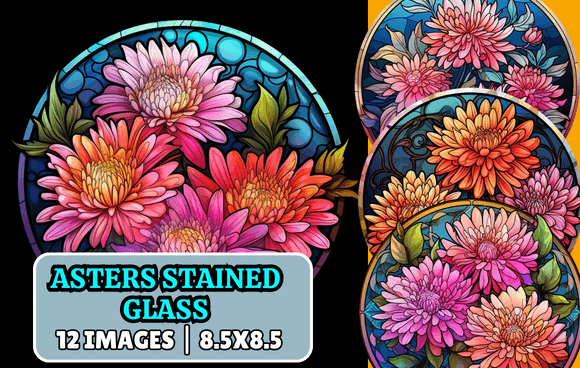 Asters Stained Glass: A Vibrant Graphic Asset for Local Branding