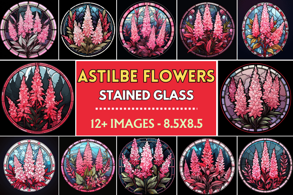 Astilbe Flowers Stained Glass: A Versatile Graphic for Boutique Branding