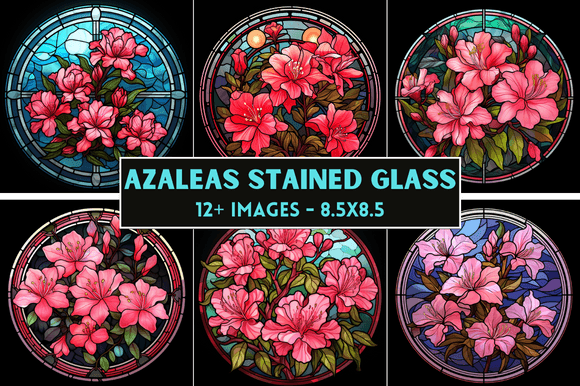 Azaleas Stained Glass: A Vibrant Graphic Design Asset for Creative Websites and Content