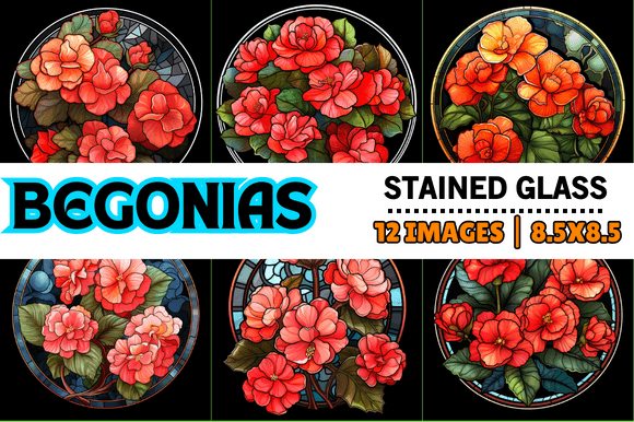 Begonias Stained Glass Graphics and Backgrounds Review