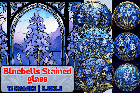 Bluebells Stained Glass: A Versatile Graphic Design Asset for Creative Sellers