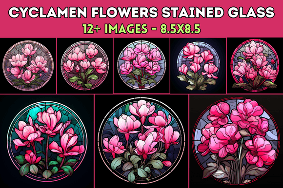 Cyclamen Flowers Stained Glass: A Versatile Graphic Design Asset for Creative Projects
