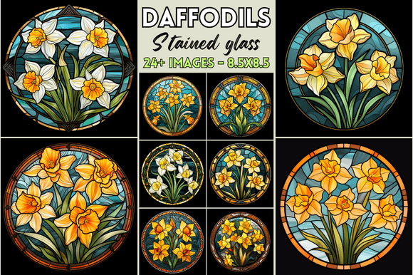 Daffodils Stained Glass: A Versatile Graphic for Digital Sellers
