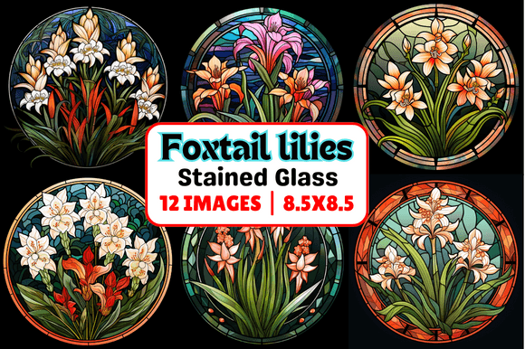 Foxtail Lilies Stained Glass: A Versatile Graphic for Digital Product Creators