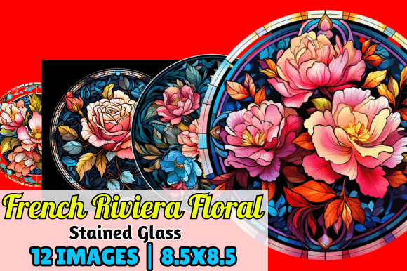 French Riviera Floral Stained Glass: A Vibrant Design Asset for Branding and Marketing