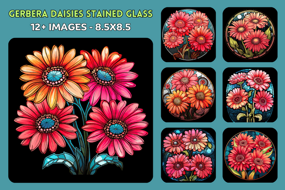 Gerbera Daisies Stained Glass: A Vibrant Graphic for Handmade Creations