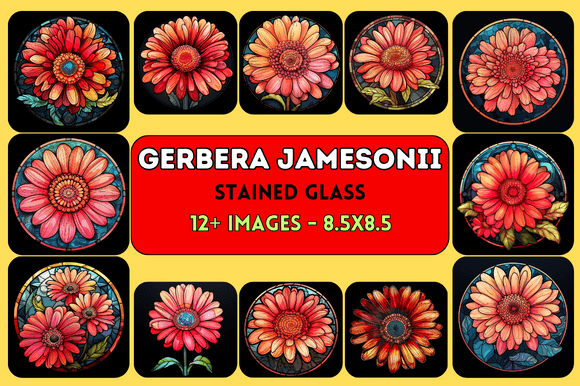 Gerbera Jamesonii Stained Glass: A Vibrant Graphic for Creative Backgrounds