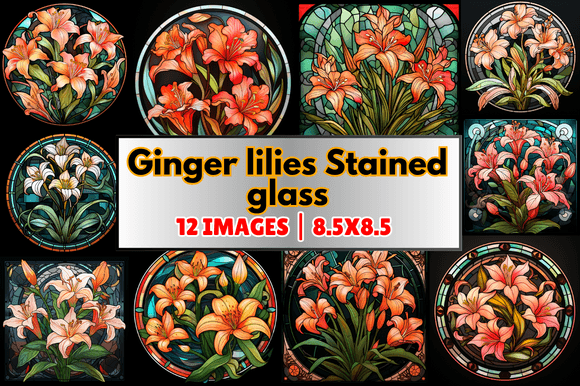 Ginger Lilies Stained Glass: A Vibrant Graphic Design Asset for Local Branding