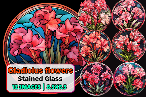 Gladiolus Flowers Stained Glass Review for Embroidery Projects