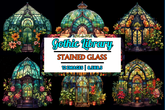 Gothic Library Stained Glass: A Unique Graphic Design Asset for Branding and Marketing