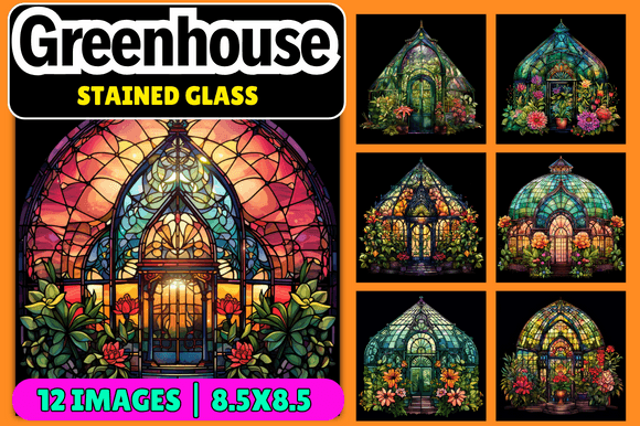 Greenhouse Stained Glass: A Vibrant Graphic Design Asset for Creative Websites