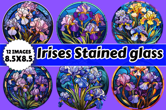 Irises Stained Glass: A Versatile Graphic Design Asset for Content Creators