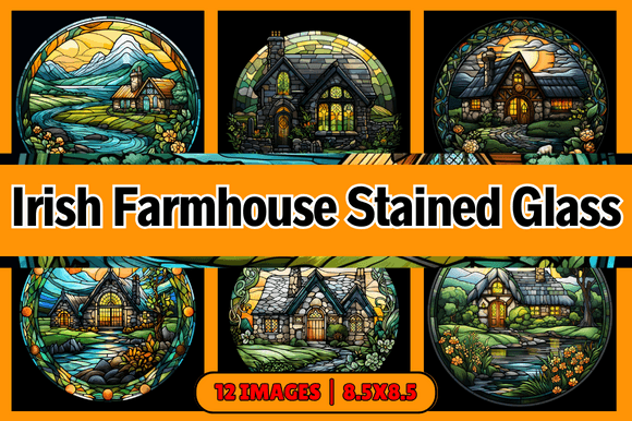 Irish Farmhouse Stained Glass: A Versatile Graphic Design Asset for Themed Projects