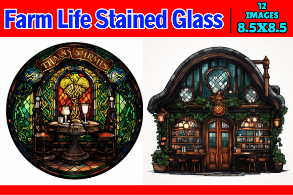 Irish Tavern Stained Glass Graphics for Digital Product Creators