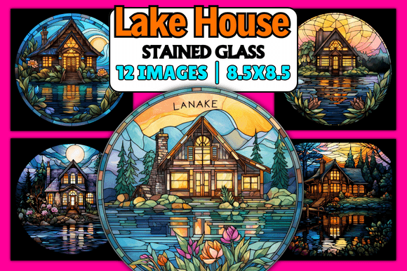 Lake House Stained Glass: A Versatile Graphic Design Asset for Local Business Branding