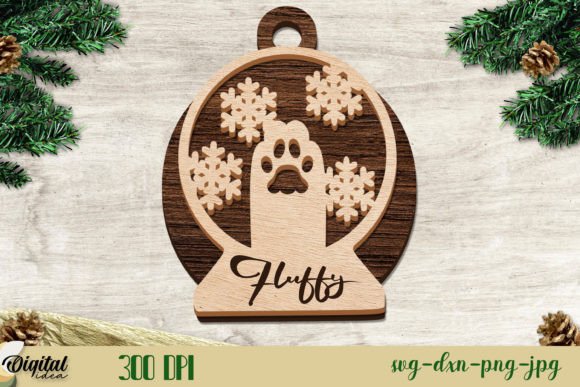 Layered Cat Paw 3D Laser Cut Ornament for Creative Projects