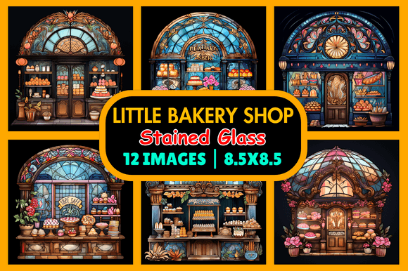 Little Bakery Shop Stained Glass: A Vibrant Design Asset for Creative Projects