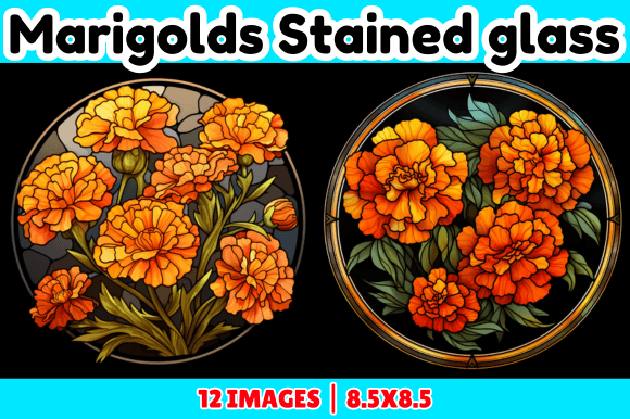 Marigolds Stained Glass: A Versatile Graphic Design Asset for Digital Sellers