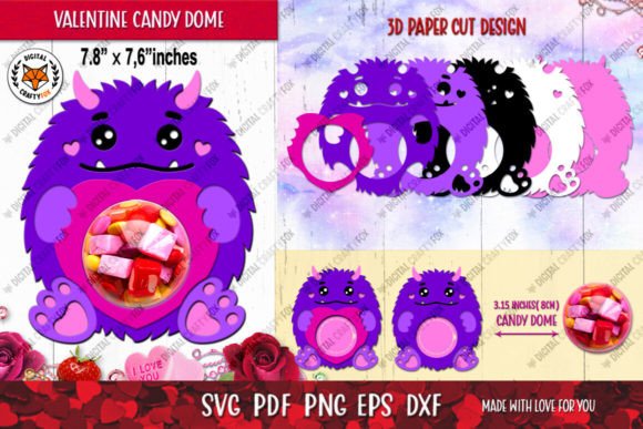 Monster Valentine Candy Dome SVG: A Laser Cutting Design for Valentine’s Day Creations
