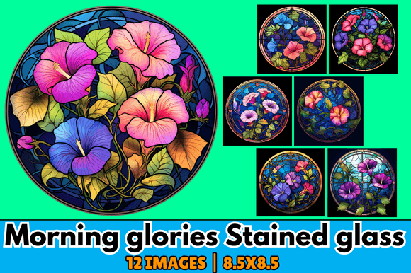 Morning Glories Stained Glass: A Vibrant Graphic Asset for Local Business Branding