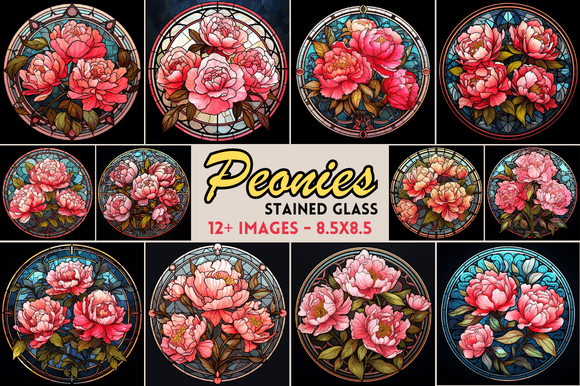 Peonies Stained Glass: A Versatile Graphic Design Asset for Creative Sellers