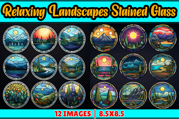 Relaxing Landscapes Stained Glass: A Versatile Graphic Design Asset for Local Branding