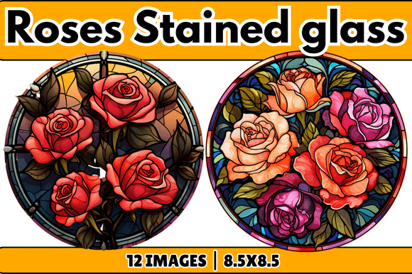 Roses Stained Glass Graphics: A Premium Background for Cricut and Handmade Creations