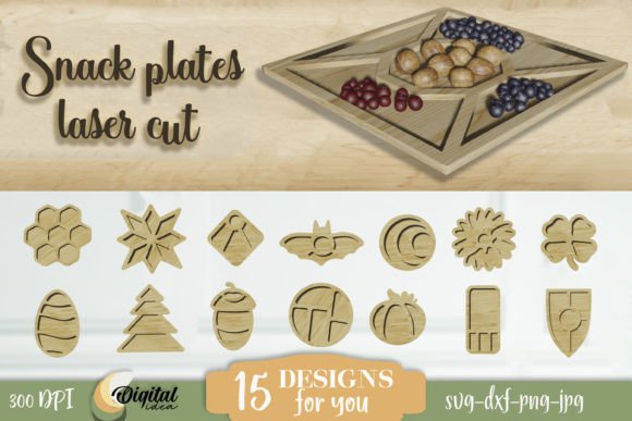 Snack Plates Laser Cut Bundle: A 3D Graphic Asset for Crafty Branding