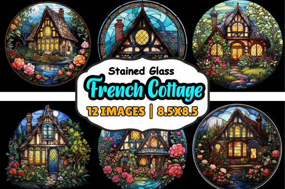 Stained Glass French Cottage Graphics for Handmade Projects