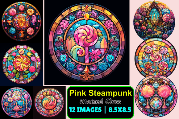 Sweet Candy Land Stained Glass: A Vibrant Graphic Design Asset for Creative Publishers